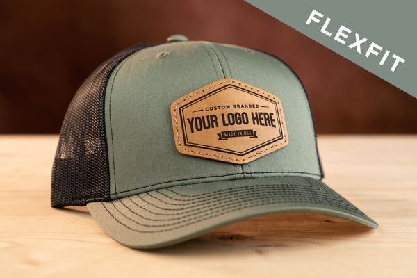 Richardson 112 Flexfit Snapback Custom Leather Patch Hat - C. Richard's Leather