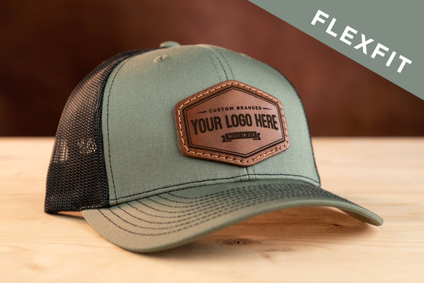 Richardson 112 Flexfit Snapback Custom Leather Patch Hat - C. Richard's Leather