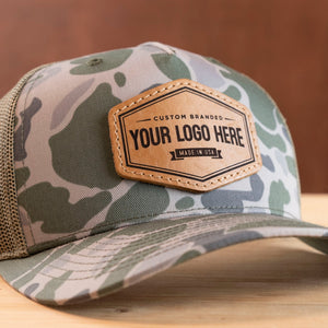 camo customized leather patch hat