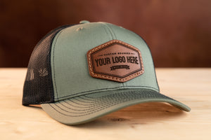 richardson 112 leather patch hat with brown leather patch
