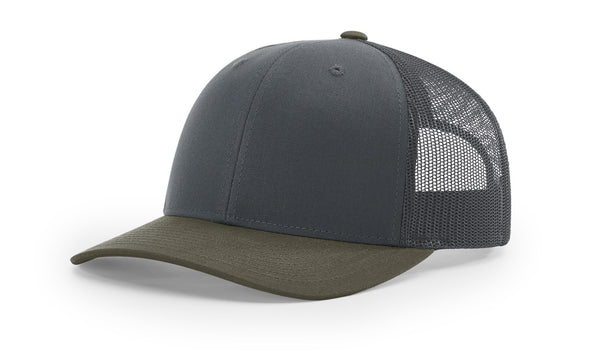 Richardson 112 custom leather patch hat in Combination, Gunmetal, and Chocolate Chip