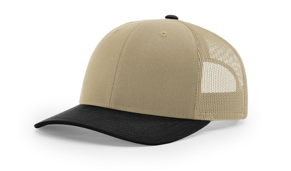Richardson 112 custom leather patch hat in Combination, Khaki, and Black