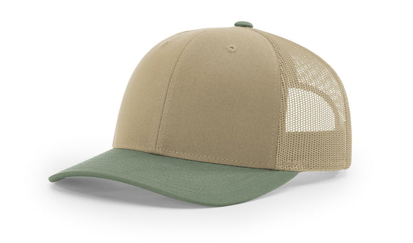 Richardson 112 custom leather patch hat in Combination, Khaki, and Loden