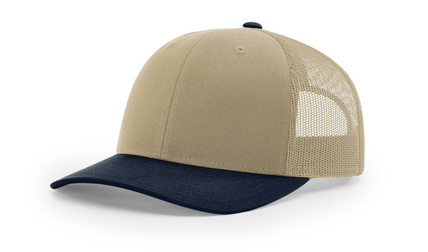 Richardson 112 custom leather patch hat in Combination, Khaki, and Navy