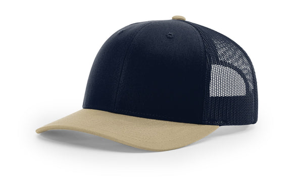 Richardson 112 custom leather patch hat in Combination, Navy, and Khaki