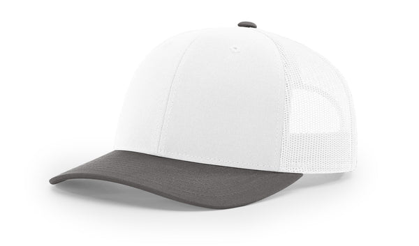 Richardson 112 custom leather patch hat in Combination, White, and Charcoal