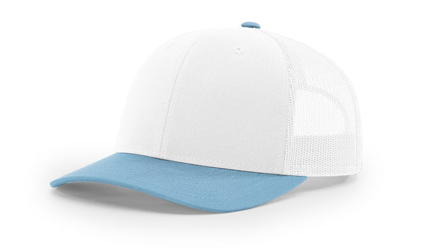 Richardson 112 custom leather patch hat in Combination, White, and Columbia Blue