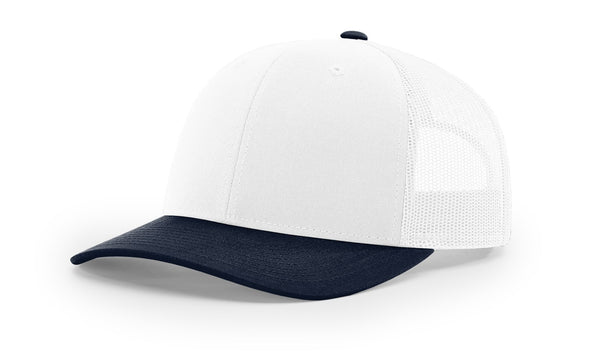 Richardson 112 custom leather patch hat in Combination, White, and Navy