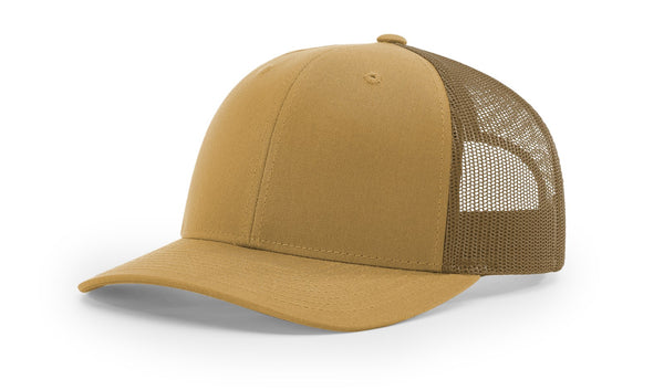 Richardson 112 custom leather patch hat in Solid with Amber Gold accents
