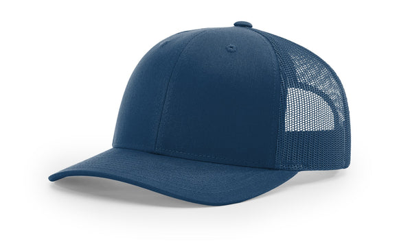 Richardson 112 custom leather patch hat in Solid with Light Blue accents