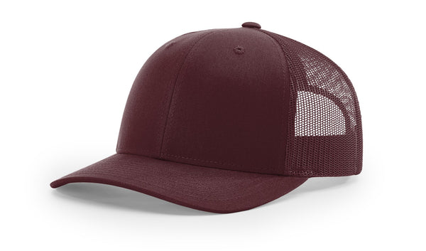 Richardson 112 custom leather patch hat in Solid with Maroon accents