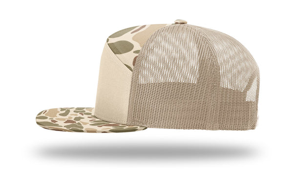 Richardson 168P Duck Camo 7-Panel Custom Leather Patch Hat