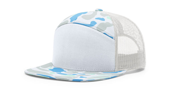 Richardson 168P custom leather patch hat in Saltwater Duck Camo with Ice Grey accents