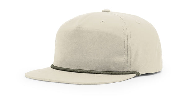 Richardson 256 custom leather patch hat in Sand Dune with Loden accents