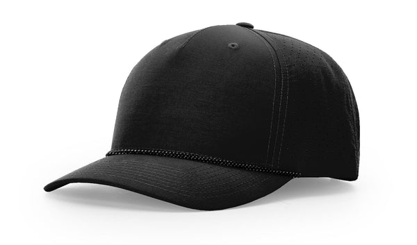 Richardson 355 custom leather patch hat in Black, Black, and Grey