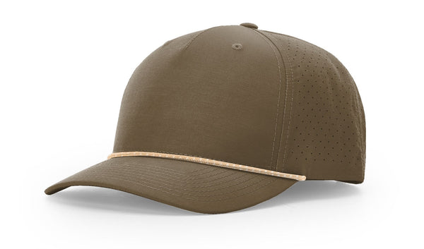 Richardson 355 custom leather patch hat in Dark Loden, Tannin, and Grey
