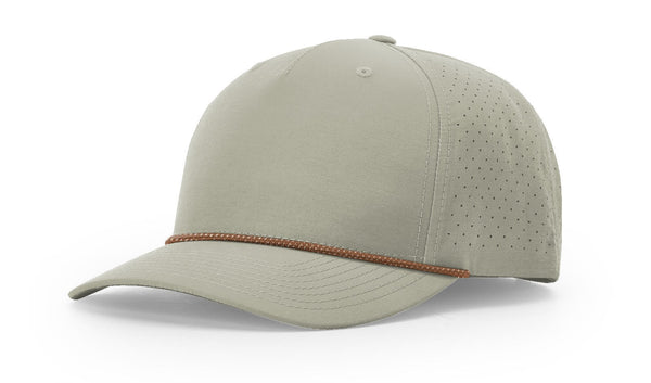 Richardson 355 custom leather patch hat in Trench Coat, Russet, and Grey