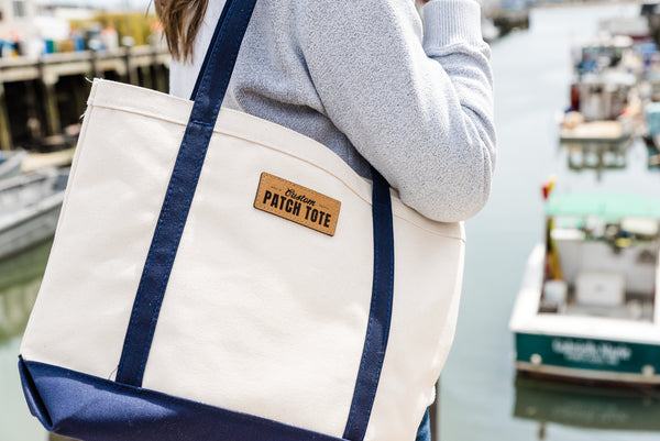 custom made travel tote bag Original Custom Leather Patch Tote