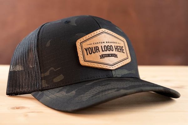 Richardson 862 Camo Custom Leather Patch Hat