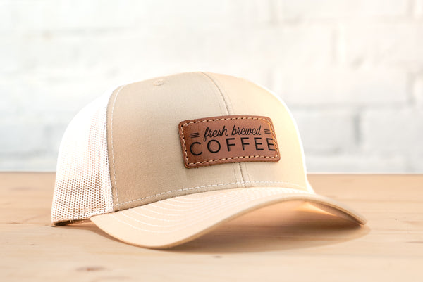Richardson 112 custom leather patch hat with chestnut leather custom patch