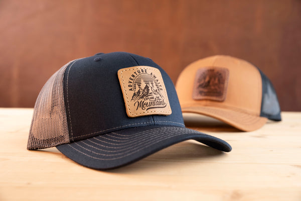 richardson 112 navy/charcoal with your logo engraved in leather