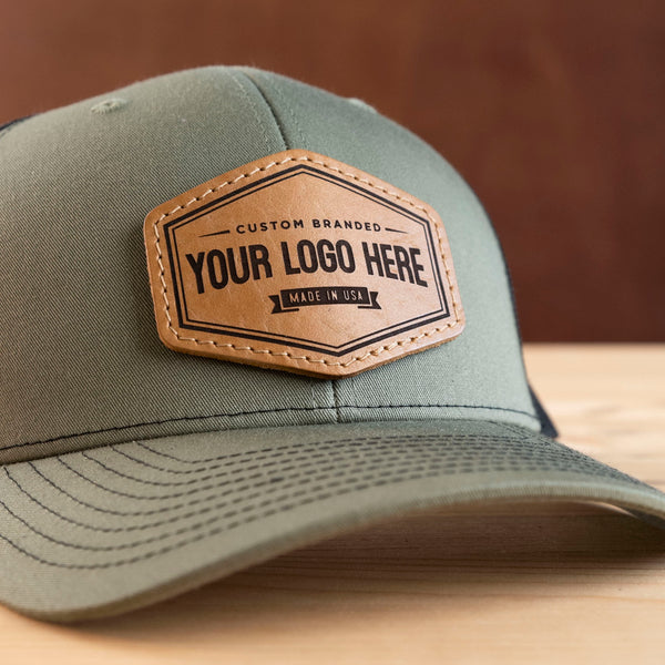 Richardson 112 loden/black best selling style custom leather patch hat